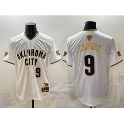 Men Oklahoma City Thunder 9 Alex Caruso White Gold 2025 Finals Vapor Stitched Baseball Jersey