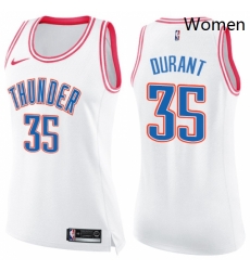 Womens Nike Oklahoma City Thunder 35 Kevin Durant Swingman WhitePink Fashion NBA Jersey Womens Nike Oklahoma City Thunder 35 Kevin Durant Swingman WhitePink Fashion NBA Jersey
