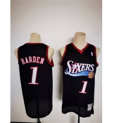 Men Philadelphia 76ers 1 James Harden Mitchell Ness Black Classics Stitched Basketball Jersey Men Philadelphia 76ers 1 James Harden Mitchell Ness Black Classics Stitched Basketball Jersey