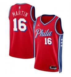 Men Philadelphia 76ers 16 Caleb Martin Red Statement Edition Stitched Jersey Men Philadelphia 76ers 16 Caleb Martin Red Statement Edition Stitched Jersey