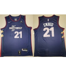 Men Philadelphia 76ers 21 Joel Embiid Navy Stitched Basketball Jersey Men Philadelphia 76ers 21 Joel Embiid Navy Stitched Basketball Jersey