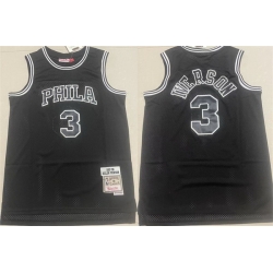 Men Philadelphia 76ers 3 Allen Iverson Black 1997 98 Throwback Stitched basketball Jersey