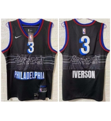 Men Philadelphia 76ers 3 Allen Iverson Black 2020 21 City Edition Nike Swingman Jersey Men Philadelphia 76ers 3 Allen Iverson Black 2020 21 City Edition Nike Swingman Jersey