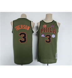 Men Philadelphia 76ers 3 Allen Iverson Olive Throwback Basketball Jersey Men Philadelphia 76ers 3 Allen Iverson Olive Throwback Basketball Jersey
