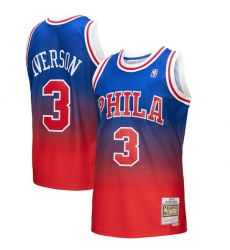 Men Philadelphia 76ers 3 Allen Iverson Red Royal Mitchell Ness Swingman Stitched Jersey Men Philadelphia 76ers 3 Allen Iverson Red Royal Mitchell Ness Swingman Stitched Jersey