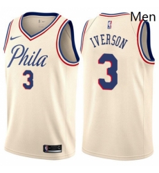Mens Nike Philadelphia 76ers 3 Allen Iverson Swingman Cream NBA Jersey City Edition Mens Nike Philadelphia 76ers 3 Allen Iverson Swingman Cream NBA Jersey City Edition