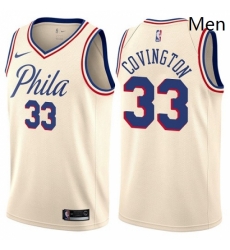 Mens Nike Philadelphia 76ers 33 Robert Covington Swingman Cream NBA Jersey City Edition Mens Nike Philadelphia 76ers 33 Robert Covington Swingman Cream NBA Jersey City Edition