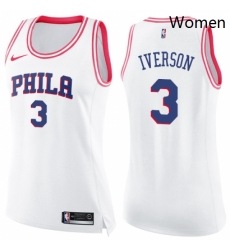 Womens Nike Philadelphia 76ers 3 Allen Iverson Swingman WhitePink Fashion NBA Jersey Womens Nike Philadelphia 76ers 3 Allen Iverson Swingman WhitePink Fashion NBA Jersey