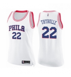 Womens Philadelphia 76ers 22 Mattise Thybulle Swingman White Pink Fashion Basketball Jersey Womens Philadelphia 76ers 22 Mattise Thybulle Swingman White Pink Fashion Basketball Jersey
