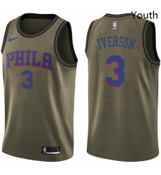 Youth Nike Philadelphia 76ers 3 Allen Iverson Swingman Green Salute to Service NBA Jersey Youth Nike Philadelphia 76ers 3 Allen Iverson Swingman Green Salute to Service NBA Jersey