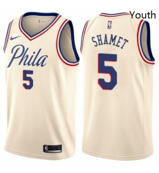 Youth Nike Philadelphia 76ers 5 Landry Shamet Swingman Cream NBA Jersey City Edition Youth Nike Philadelphia 76ers 5 Landry Shamet Swingman Cream NBA Jersey City Edition