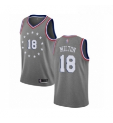 Youth Philadelphia 76ers 18 Shake Milton Swingman Gray Basketball Jersey City Edition 