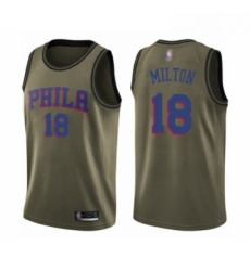 Youth Philadelphia 76ers 18 Shake Milton Swingman Green Salute to Service Basketball Jersey Youth Philadelphia 76ers 18 Shake Milton Swingman Green Salute to Service Basketball Jersey