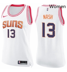 Womens Nike Phoenix Suns 13 Steve Nash Swingman WhitePink Fashion NBA Jersey Womens Nike Phoenix Suns 13 Steve Nash Swingman WhitePink Fashion NBA Jersey