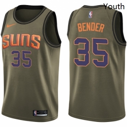 Youth Nike Phoenix Suns 35 Dragan Bender Swingman Green Salute to Service NBA Jersey