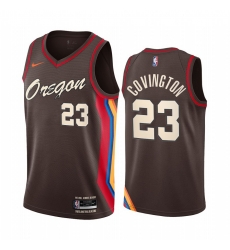 Men Nike Portland Blazers 23 Robert Covington Chocolate NBA Swingman 2020 21 City Edition Jersey Men Nike Portland Blazers 23 Robert Covington Chocolate NBA Swingman 2020 21 City Edition Jersey