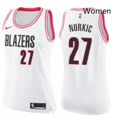 Womens Nike Portland Trail Blazers 27 Jusuf Nurkic Swingman WhitePink Fashion NBA Jersey Womens Nike Portland Trail Blazers 27 Jusuf Nurkic Swingman WhitePink Fashion NBA Jersey