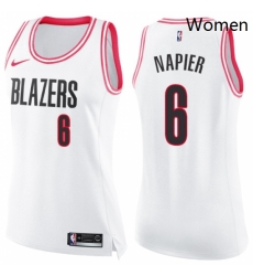 Womens Nike Portland Trail Blazers 6 Shabazz Napier Swingman WhitePink Fashion NBA Jersey Womens Nike Portland Trail Blazers 6 Shabazz Napier Swingman WhitePink Fashion NBA Jersey