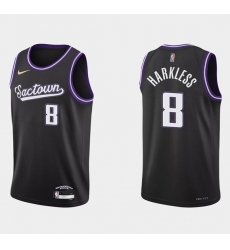 Men Sacramento Kings 8 Maurice Harkless 2021 22 Black 75th Anniversary City Edition Stitched Basketball Jersey Men Sacramento Kings 8 Maurice Harkless 2021 22 Black 75th Anniversary City Edition Stitched Basketball Jersey