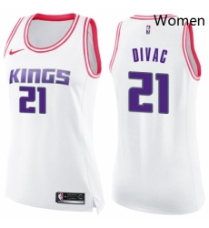 Womens Nike Sacramento Kings 21 Vlade Divac Swingman WhitePink Fashion NBA Jersey Womens Nike Sacramento Kings 21 Vlade Divac Swingman WhitePink Fashion NBA Jersey