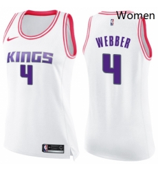 Womens Nike Sacramento Kings 4 Chris Webber Swingman WhitePink Fashion NBA Jersey Womens Nike Sacramento Kings 4 Chris Webber Swingman WhitePink Fashion NBA Jersey