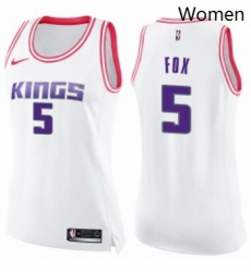 Womens Nike Sacramento Kings 5 DeAaron Fox Swingman WhitePink Fashion NBA Jersey Womens Nike Sacramento Kings 5 DeAaron Fox Swingman WhitePink Fashion NBA Jersey