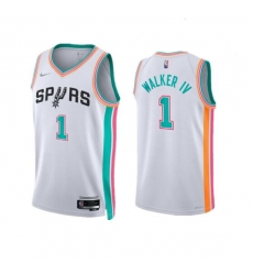 Men San Antonio Spurs 1 Lonnie Walker IV 2021 22 White City Edition Stitched Jersey Men San Antonio Spurs 1 Lonnie Walker IV 2021 22 White City Edition Stitched Jersey