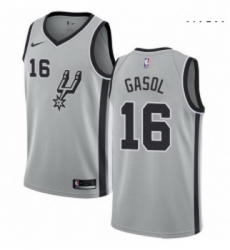 Mens Nike San Antonio Spurs 16 Pau Gasol Swingman Silver Alternate NBA Jersey Statement Edition Mens Nike San Antonio Spurs 16 Pau Gasol Swingman Silver Alternate NBA Jersey Statement Edition