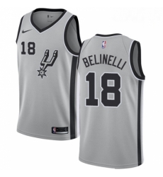 Mens Nike San Antonio Spurs 18 Marco Belinelli Swingman Silver NBA Jersey Statement Edition 