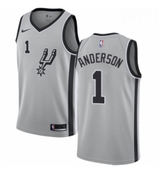 Womens Nike San Antonio Spurs 1 Kyle Anderson Authentic Silver Alternate NBA Jersey Statement Edition