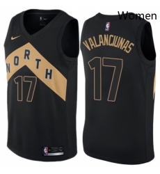 Womens Nike Toronto Raptors 17 Jonas Valanciunas Swingman Black NBA Jersey City Edition