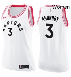 Womens Nike Toronto Raptors 3 OG Anunoby Swingman WhitePink Fashion NBA Jersey Womens Nike Toronto Raptors 3 OG Anunoby Swingman WhitePink Fashion NBA Jersey