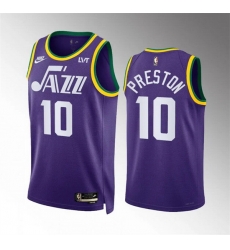 Men Utah Jazz 10 Jason Preston Purple 2023 24 City Edition Stitched Basketball Jersey Men Utah Jazz 10 Jason Preston Purple 2023 24 City Edition Stitched Basketball Jersey