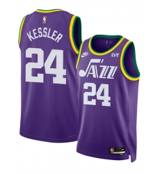 Men Utah Jazz 24 Walker Kessler Purple 2023 Classic Edition Stitched Basketball Jersey Men Utah Jazz 24 Walker Kessler Purple 2023 Classic Edition Stitched Basketball Jersey