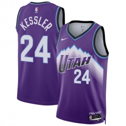 Men Utah Jazz 24 Walker Kessler Purple 2025 Icon Edition Stitched Basketball Jersey