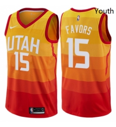 Youth Nike Utah Jazz 15 Derrick Favors Swingman Orange NBA Jersey City Edition Youth Nike Utah Jazz 15 Derrick Favors Swingman Orange NBA Jersey City Edition