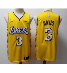 Men Lakers 3 Anthony Davis Yellow City Edition Jersey Men Lakers 3 Anthony Davis Yellow City Edition Jersey