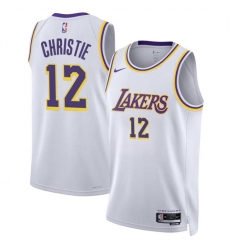 Men Los Angeles Lakers 12 Max Christie White 2024 Association Edition Stitched Basketball Jersey Men Los Angeles Lakers 12 Max Christie White 2024 Association Edition Stitched Basketball Jersey