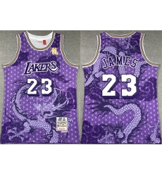 Men Los Angeles Lakers 23 LeBron James Purple 2018 19 Throwback Basketball Jersey