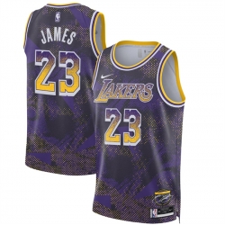 Men Los Angeles Lakers 23 LeBron James Purple 2025 Select Series Swingman Stitched Basketball Jersey