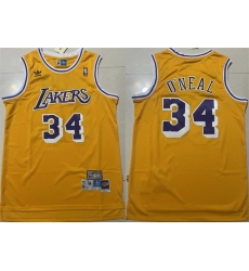 Men Los Angeles Lakers 2334 Shaquille O'Neal Yellow Throwback Basketball Jersey Men Los Angeles Lakers 2334 Shaquille O'Neal Yellow Throwback Basketball Jersey