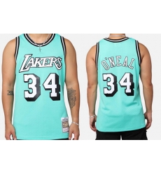 Men Los Angeles Lakers 34 Shaquille O 27Neal 27 Aqua 96 97 Swingman Stitched Basketball Jersey Men Los Angeles Lakers 34 Shaquille O 27Neal 27 Aqua 96 97 Swingman Stitched Basketball Jersey