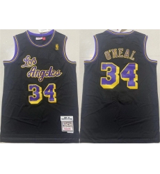 Men Los Angeles Lakers 34 Shaquille O 27Neal Black 1997 98 Black Throwback Basketball Jersey Men Los Angeles Lakers 34 Shaquille O 27Neal Black 1997 98 Black Throwback Basketball Jersey