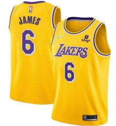 Men Los Angeles Lakers 6 LeBron James Bibigo Yellow Stitched Basketball Jersey Men Los Angeles Lakers 6 LeBron James Bibigo Yellow Stitched Basketball Jersey