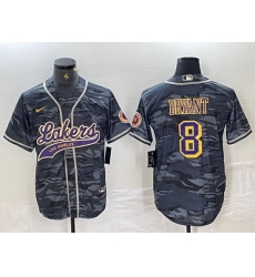 Men Los Angeles Lakers 8 Kobe Bryant Grey Camo Cool Base Stitched Baseball Jersey 3 Men Los Angeles Lakers 8 Kobe Bryant Grey Camo Cool Base Stitched Baseball Jersey 3