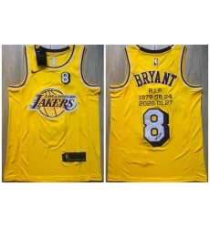 Men Los Angeles Lakers 8 Kobe Bryant Yellow R.I.P Signature Swingman Jersey Men Los Angeles Lakers 8 Kobe Bryant Yellow R.I.P Signature Swingman Jersey