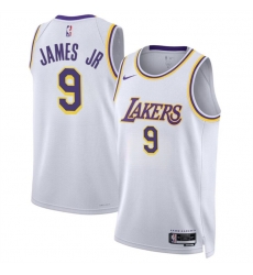 Men Los Angeles Lakers 9 Bronny James Jr White 2024 Draft Association Edition Stitched Basketball Jersey Men Los Angeles Lakers 9 Bronny James Jr White 2024 Draft Association Edition Stitched Basketball Jersey