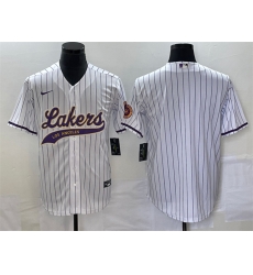 Men Los Angeles Lakers Blank White Cool Base With Patch Stitched Baseball Jersey Men Los Angeles Lakers Blank White Cool Base With Patch Stitched Baseball Jersey