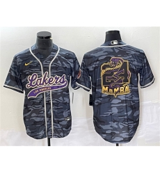 Men Los Angeles Lakers Gray Camo 24 Mamba Big Logo Cool Base Stitched Baseball Jersey Men Los Angeles Lakers Gray Camo 24 Mamba Big Logo Cool Base Stitched Baseball Jersey