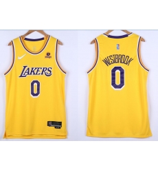 Men Los Angeles Lakers Russell Westbrook 0 Yellow 75th Anniversary White Stitched Jersey Men Los Angeles Lakers Russell Westbrook 0 Yellow 75th Anniversary White Stitched Jersey